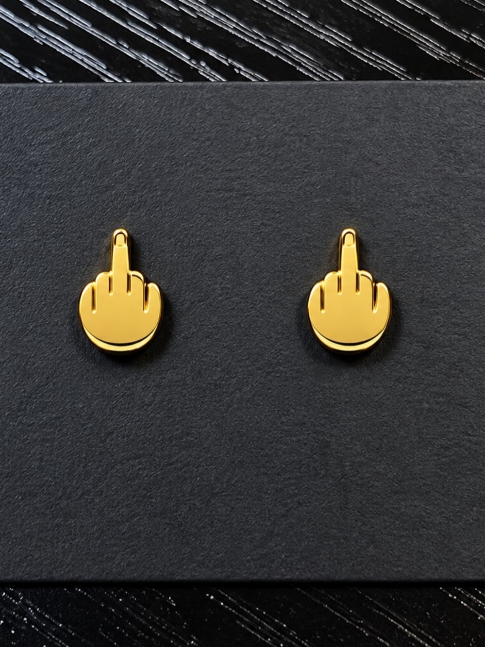 Gold Tone Middle Finger Stud Earrings - Women's Accessories